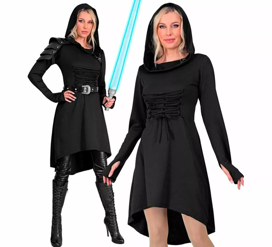 Translation missing: it.Disfraz o Vestido Medieval negro con Capucha para mujer
