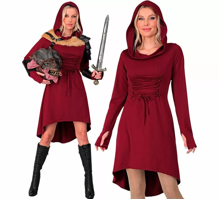 Translation missing: es.Disfraz o Vestido Medieval rojo con Capucha para mujer