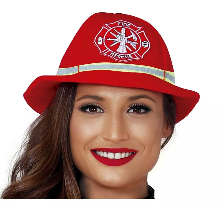 Translation missing: it.Disfraz para mujer de Bombera rojo con bandas reflectantes