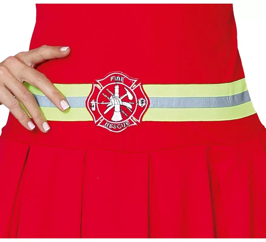 Translation missing: it.Disfraz para mujer de Bombera rojo con bandas reflectantes