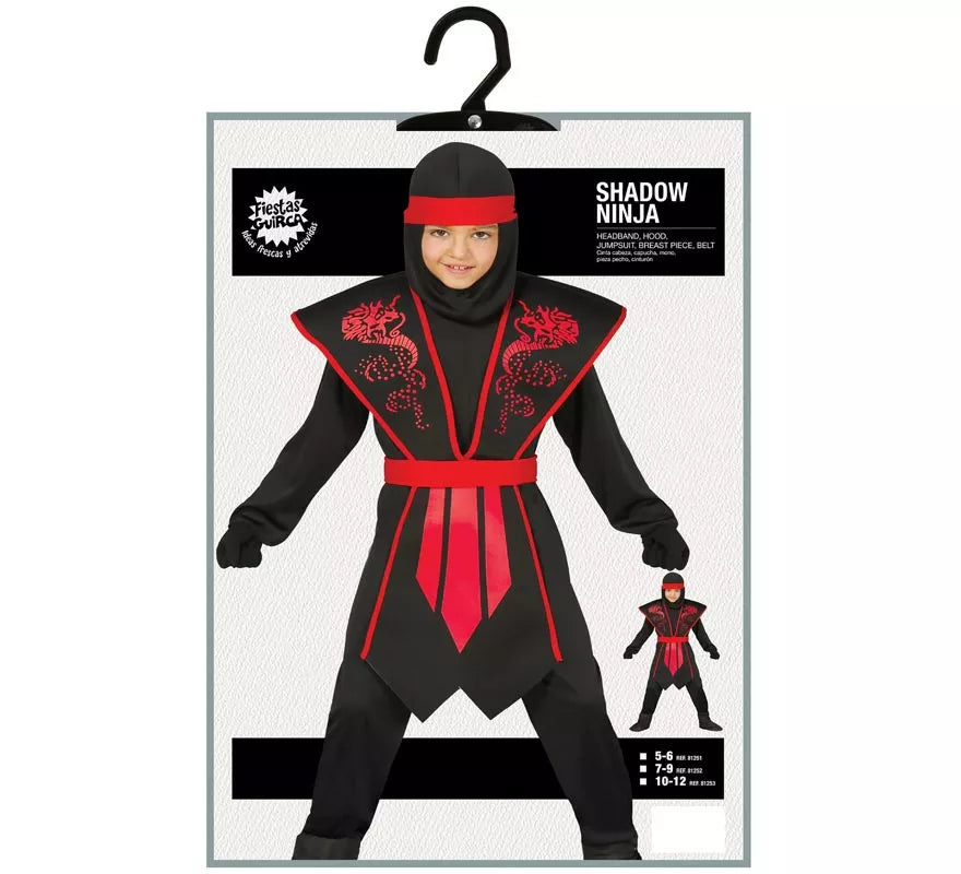 Translation missing: it.Disfraz Shadow Ninja Negro y Rojo para Niños