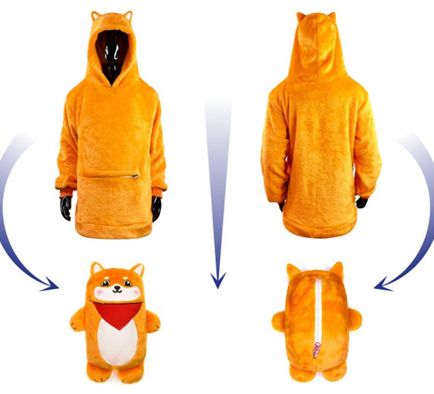 Translation missing: it.Disfraz Sudadera Peluche Aitor Akita naranja para adulto