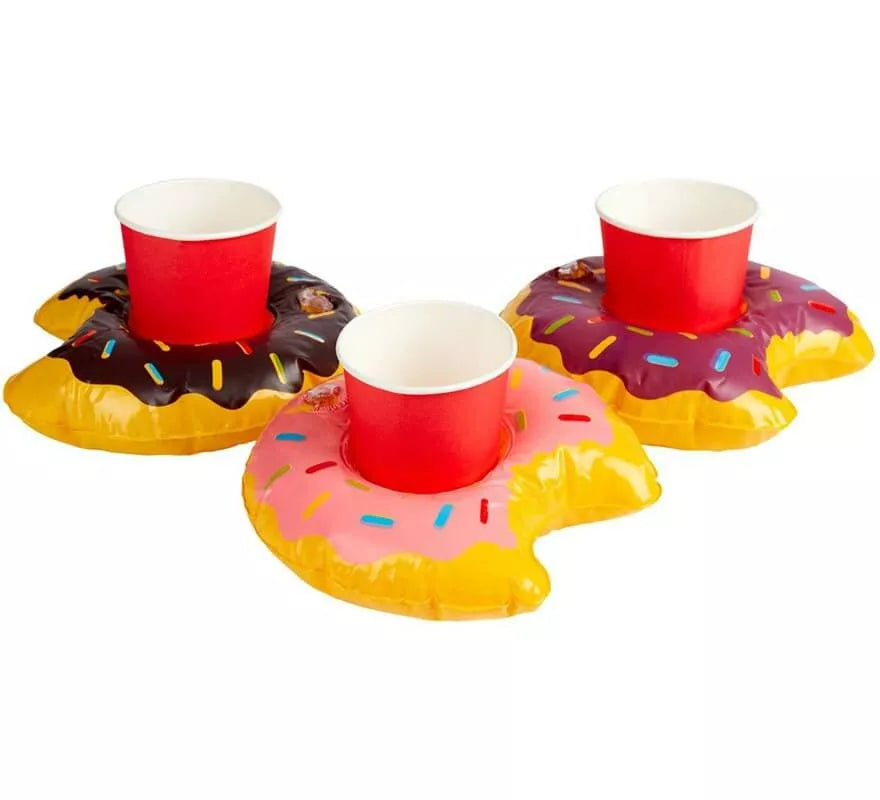 Translation missing: es.Donut inflabe porta bebidas en 3 colores surtidos de 20 cm