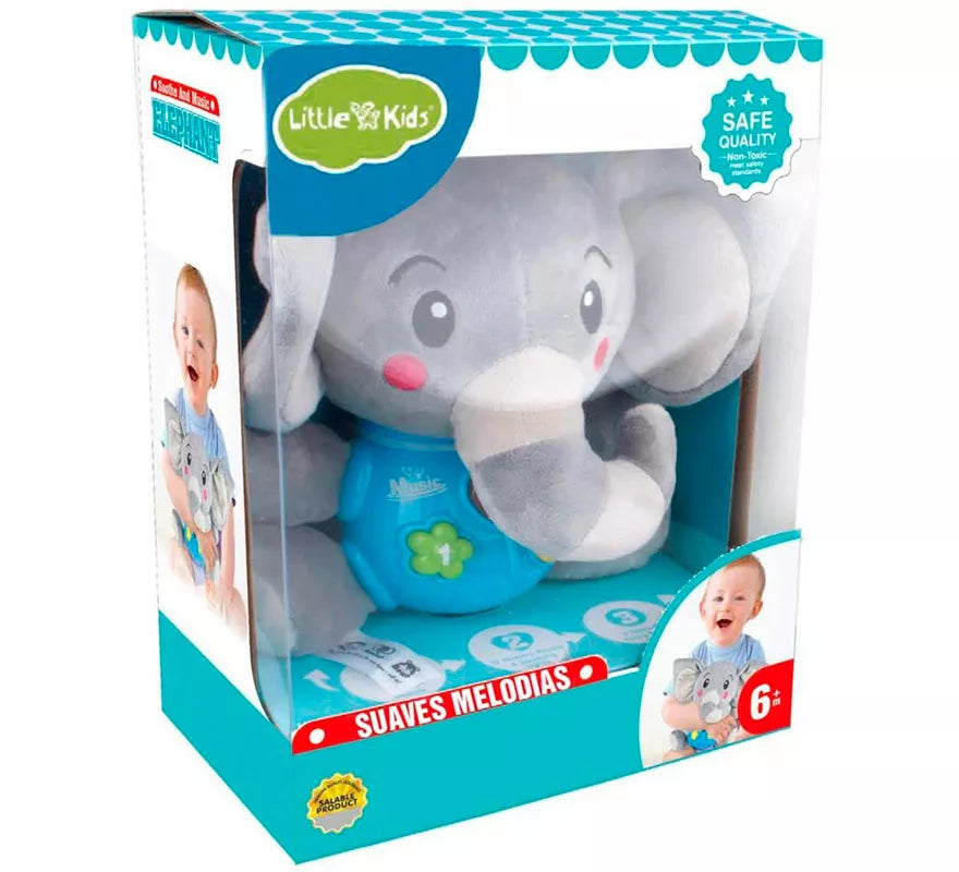 Elefante Musical de Peluche con Luz y Sonido de 24 cm