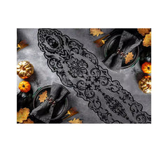 Pizzo Teschi per Tavolo nero 180x35 cm