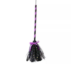 Escoba de Bruja morada con lazo