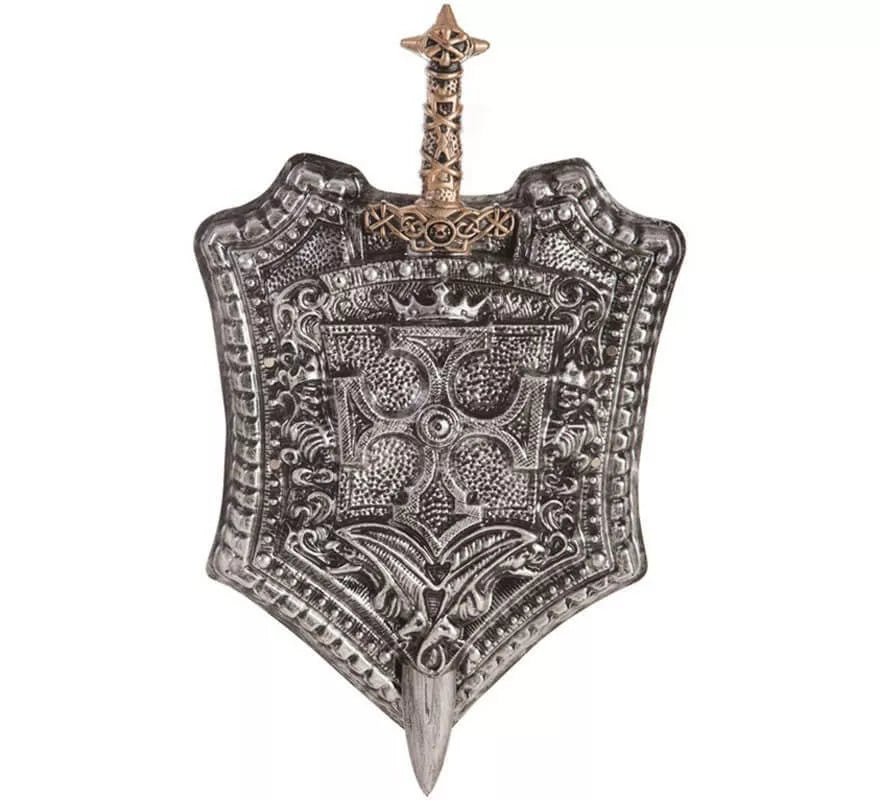Translation missing: it.Escudo con Cruz y Espada Caballero Medieval de 38x60 cm