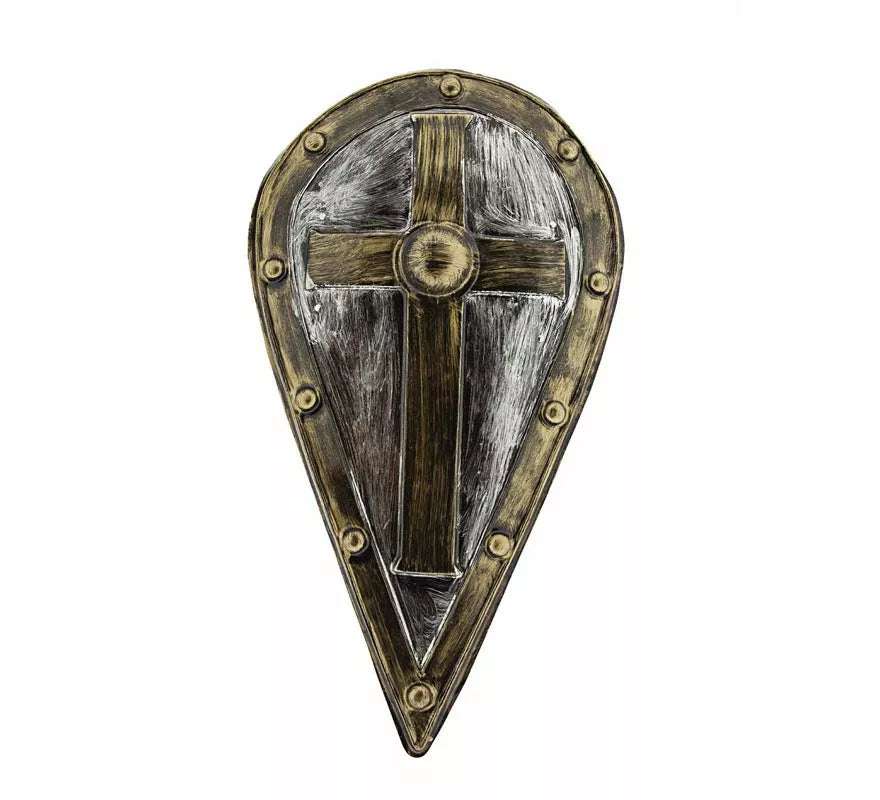 Escudo Medieval efecto envejecido plástico de 75x45 cm