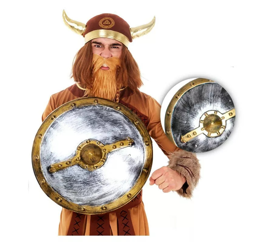 Translation missing: it.Escudo Vikingo circular plateado y bronce de 48x10 cm