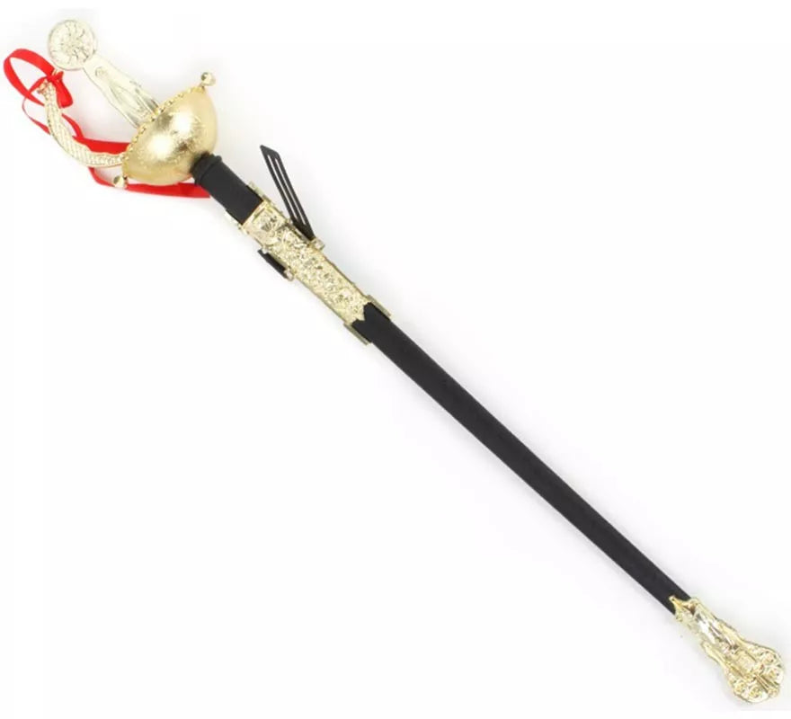 Espada de Época negro y dorado de juguete de 72 cm