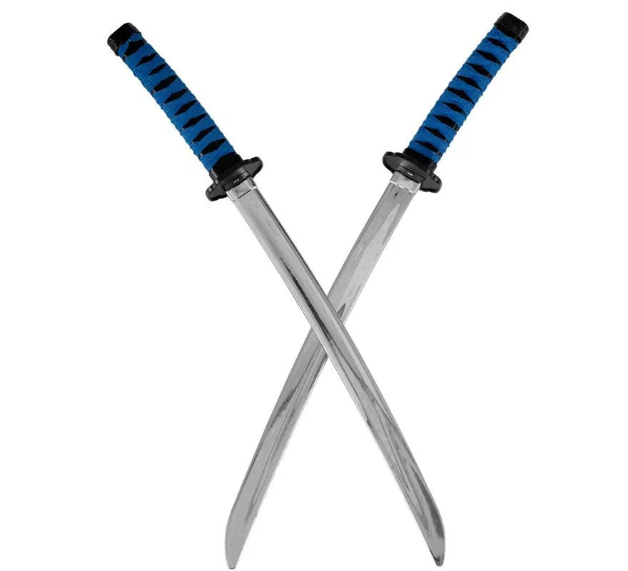 Translation missing: it.Espadas Ninja con mango azul deluxe de 50 cm