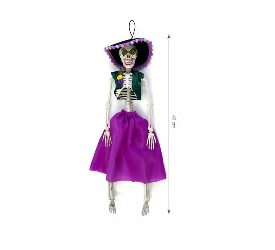 Translation missing: it.Esqueleto de Catrina púrpura de 40 cm