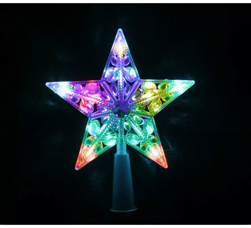 Translation missing: es.Estrella de Árbol de Remate de 10 Led Multicolor con Pilas