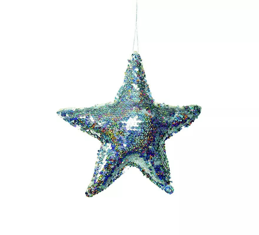 Translation missing: es.Estrella Lentejuelas Plata 20 cm