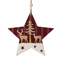 Ciondolo Stella in Legno Rosso 14 cm