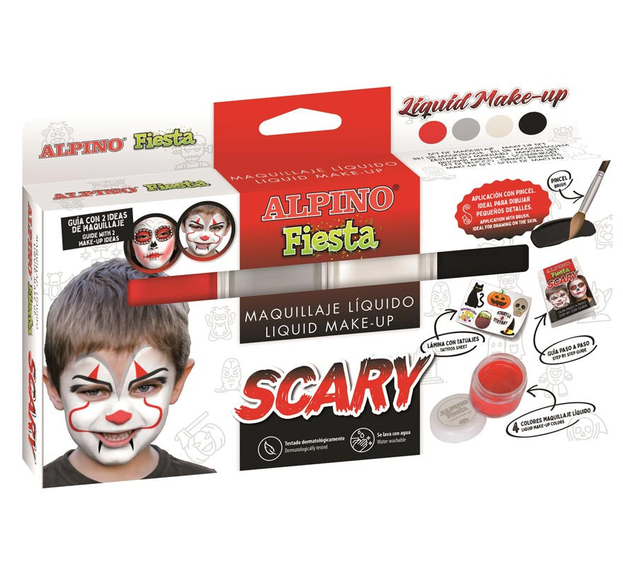 Translation missing: es.Set Maquillaje Scary Líquido: 4 colores x 10g, pincel, tatuajes y folleto
