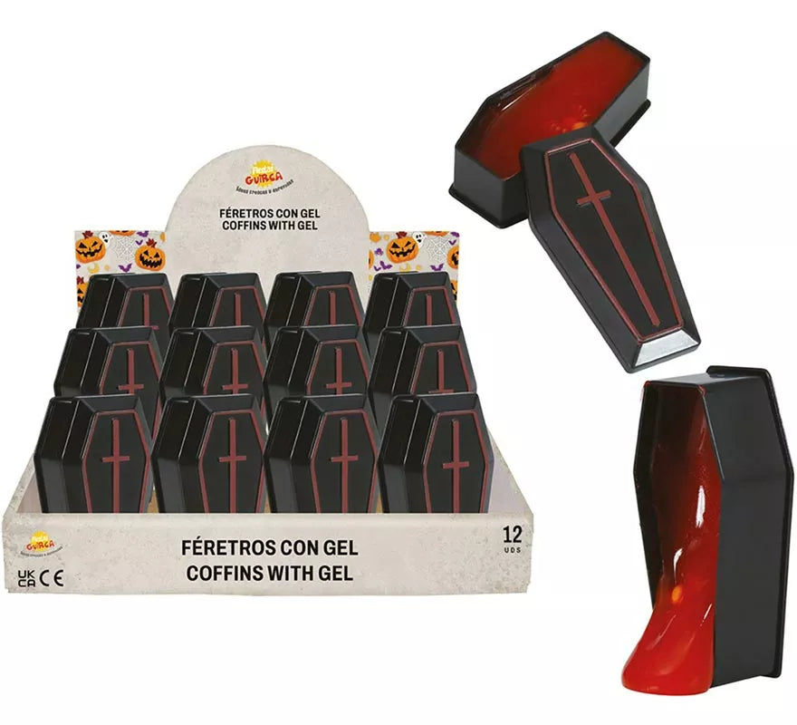 Translation missing: it.Expositor de 12 Féretros con Gel Slime imitación sangre 7x3 cm