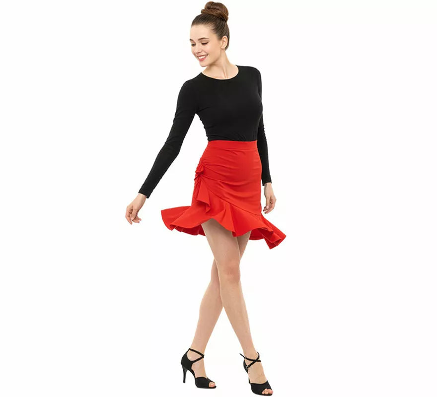 Falda Baile Asimétrica roja para mujer