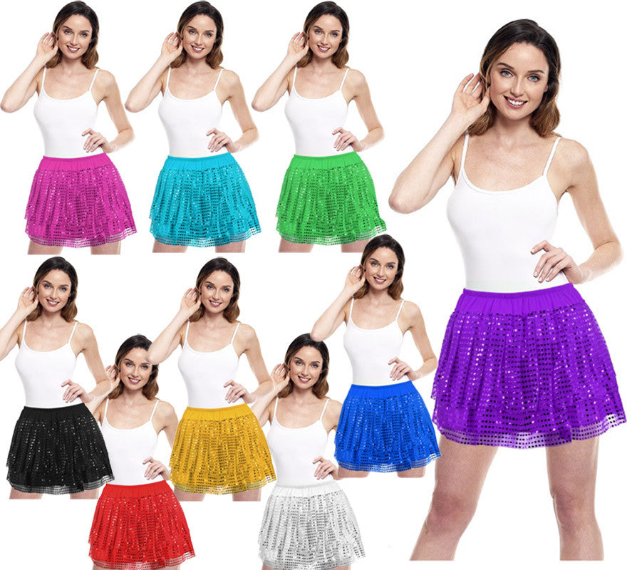 Falda de Lentejuelas para mujer en varios colores de 40 cm
