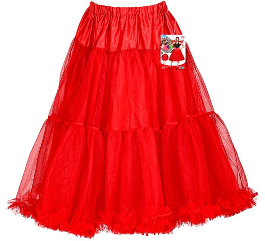 Translation missing: es.Falda de Tul Años 70 roja de 65 cm para mujer