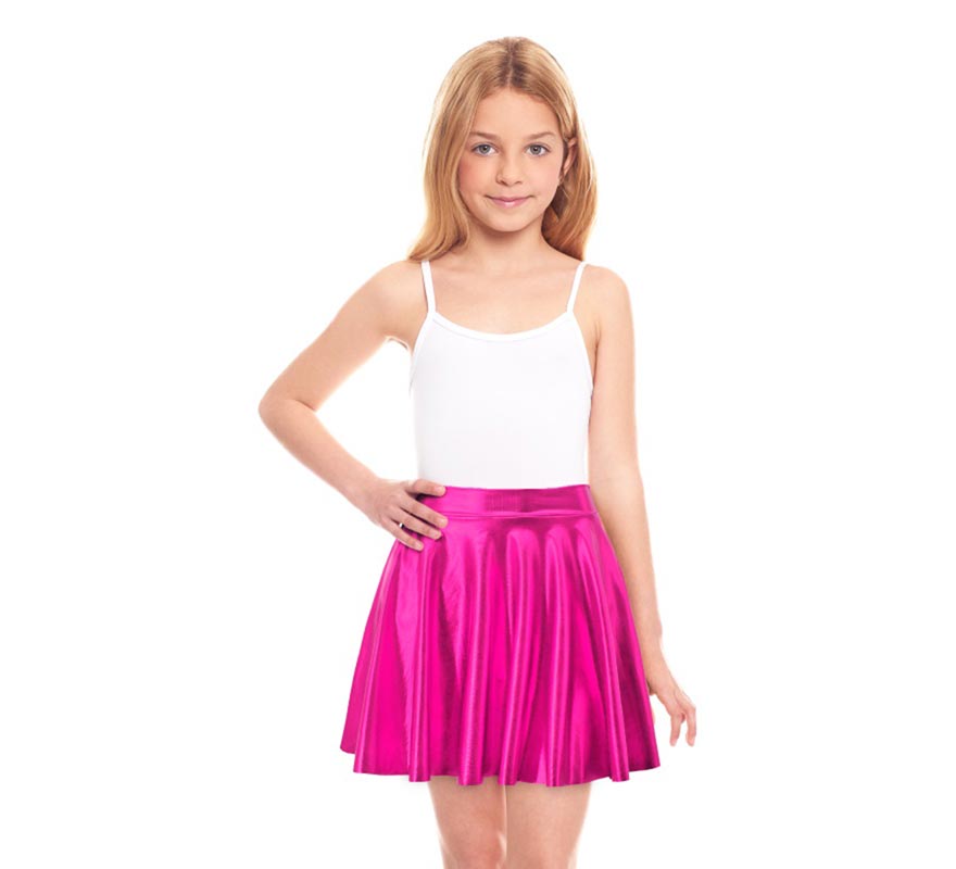 Translation missing: it.Falda de Vuelo fucsia metalizada para niña
