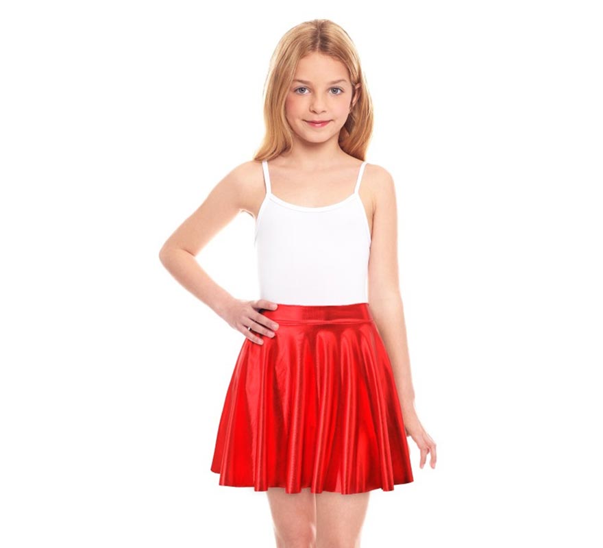 Translation missing: es.Falda de Vuelo rojo metalizada para niña
