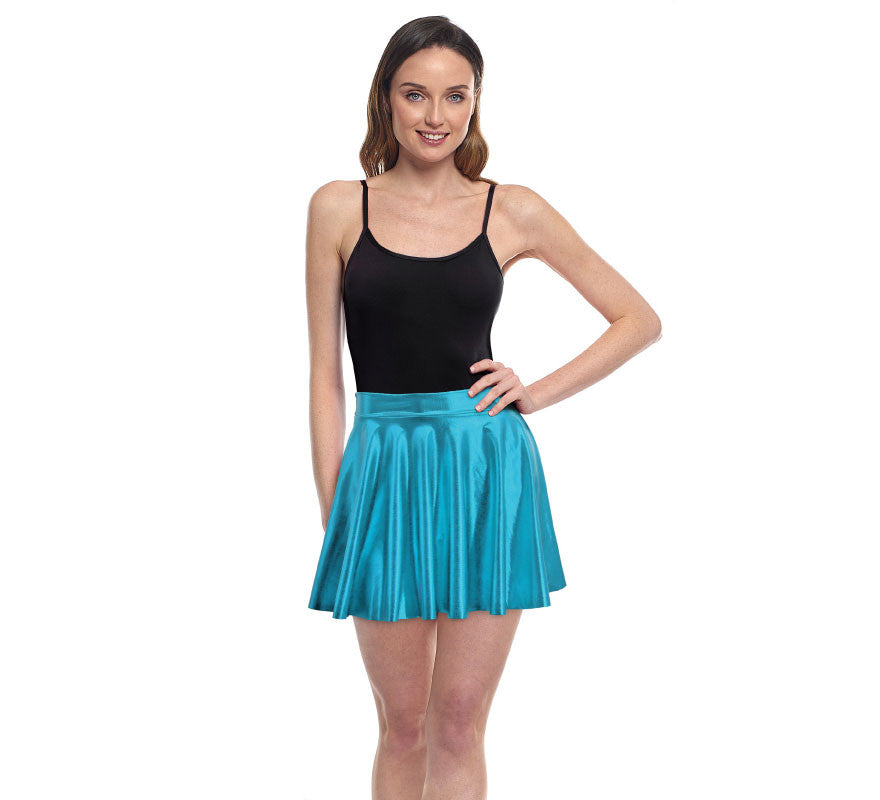 Translation missing: es.Falda de Vuelo turquesa metal para mujer