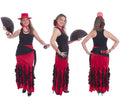 Falda flamenca roja con adornos negros