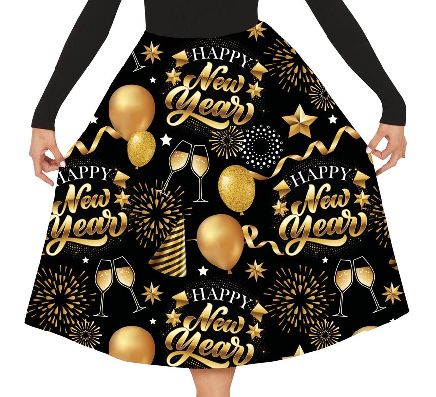 Translation missing: it.Falda Happy New Year negro y dorado para mujer