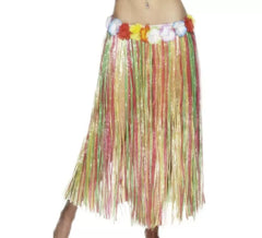 Gonna lunga hawaiana multicolore con fiori 79cm