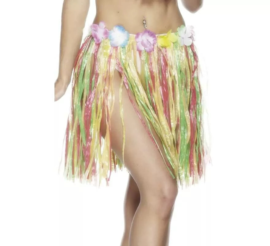 Falda Hawaiana multicolor con flores 46cm