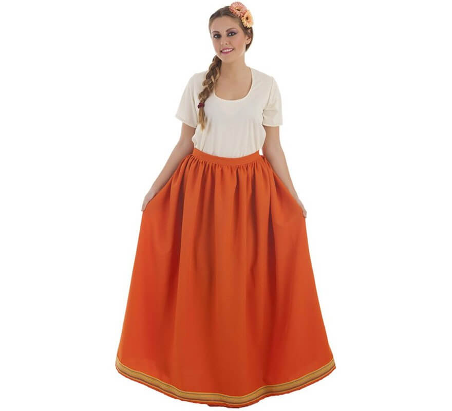 Falda Medieval Naranja para mujer