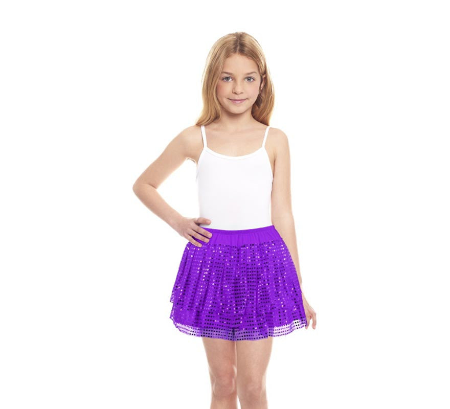 Translation missing: it.Falda morada con lentejuelas infantil