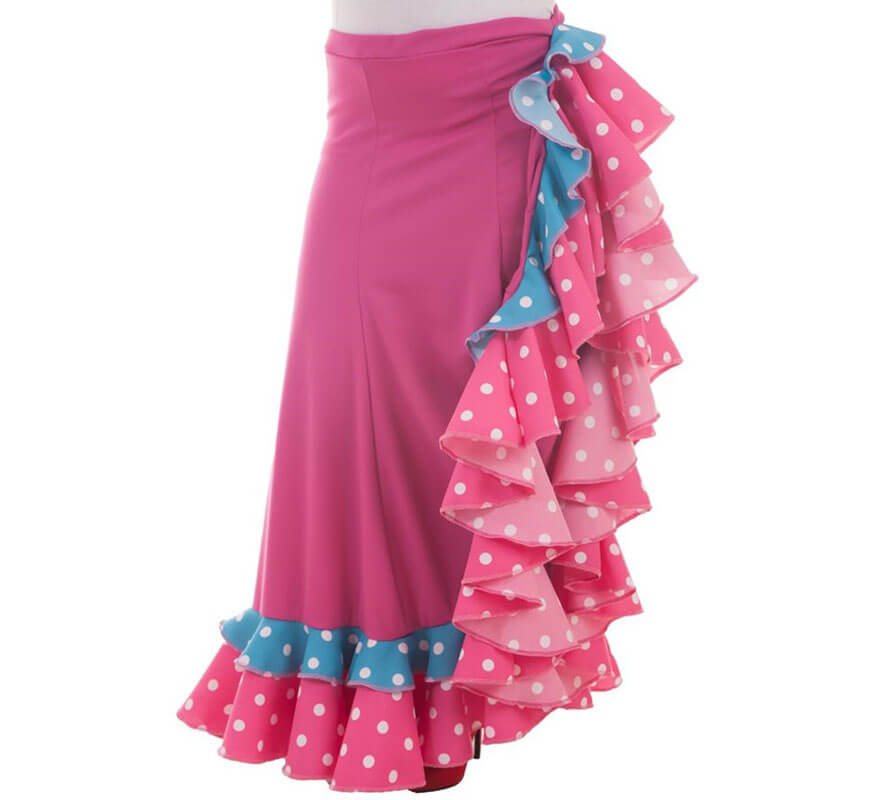 Translation missing: it.Falda Sevillana Azul y Fuxia con Topos