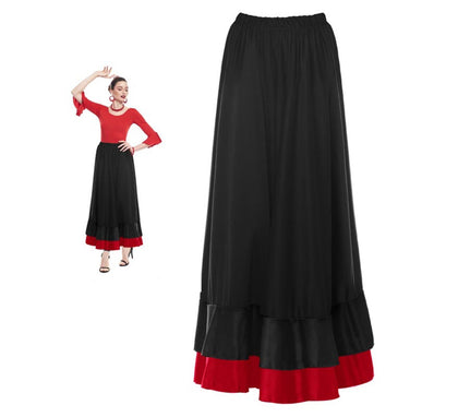 Falda Sevillana de doble Volante negro y rojo para mujer