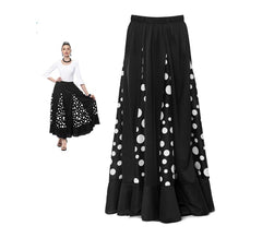 Gonna Sevillana di Quillas nera a pois bianchi da donna