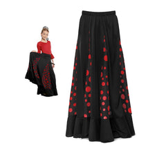 Gonna Sevillana di Quillas nera a pois rossi per bambine