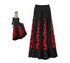 Gonna Sevillana con Quillas nere e rosse e pois neri per bambina