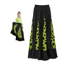 Gonna Sevillana con Quillas nere e verdi e pois neri per bambina