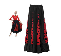 Gonna sevillana nera e rossa con pois neri per donna