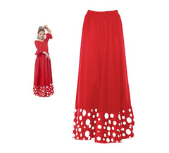 Gonna sivigliana con doppia balza e pois bianchi per bambina