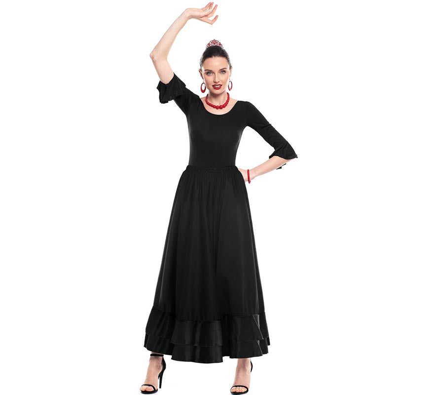 Falda Sevillana doble Volante negro para mujer