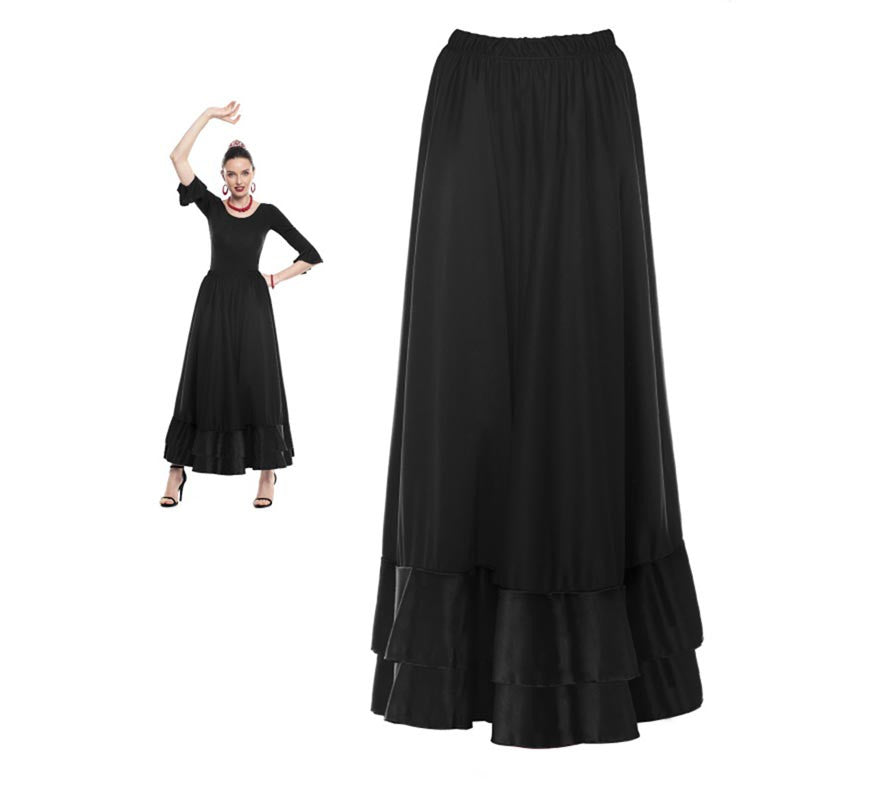 Translation missing: es.Falda Sevillana doble Volante negro para mujer