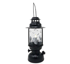 Lanterna Nera con Candela Accesa da 30 cm