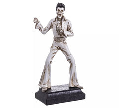 Statuetta di Scheletro Cantante con Abito bianco di 14,5x8,7x31,2 cm