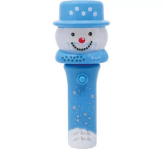 Figura pupazzo di neve con bacchetta e luce 13 cm