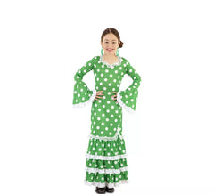 Costume da Flamenca verde a pois per bambina