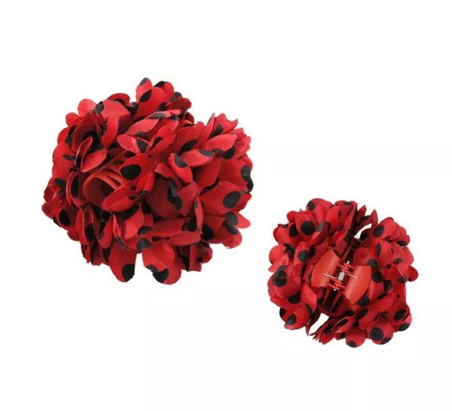 Translation missing: it.Flor Sevillana con Lunares Negros y Pinza 13 cm en varios colores