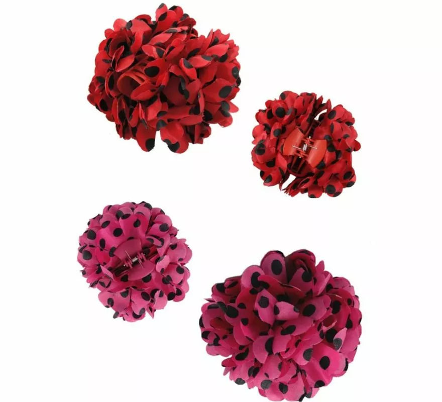 Translation missing: it.Flor Sevillana con Lunares Negros y Pinza 13 cm en varios colores