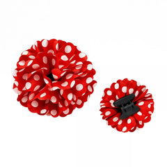 Fiore rosso Sevillana con pois bianchi e clip da 8 cm